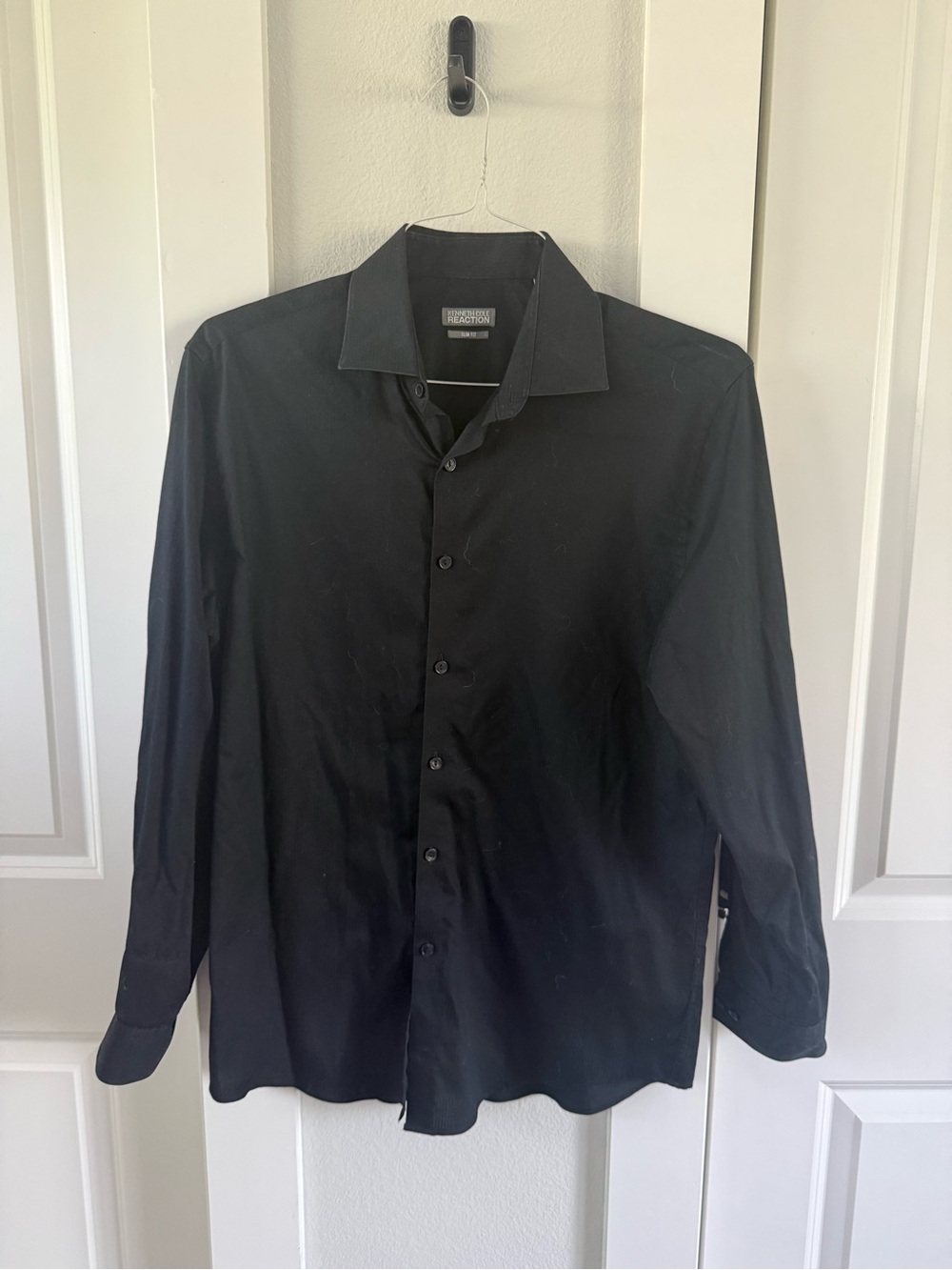 Kenneth Cole Men's Black Dress Shirt with Point Collar